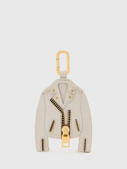 AllSaints Dalby Pure Leather Jacket Keyring, Ivory/Gold, Ivory/Gold