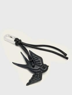 AllSaints Bird Leather Keyring, Black - view 2, Black