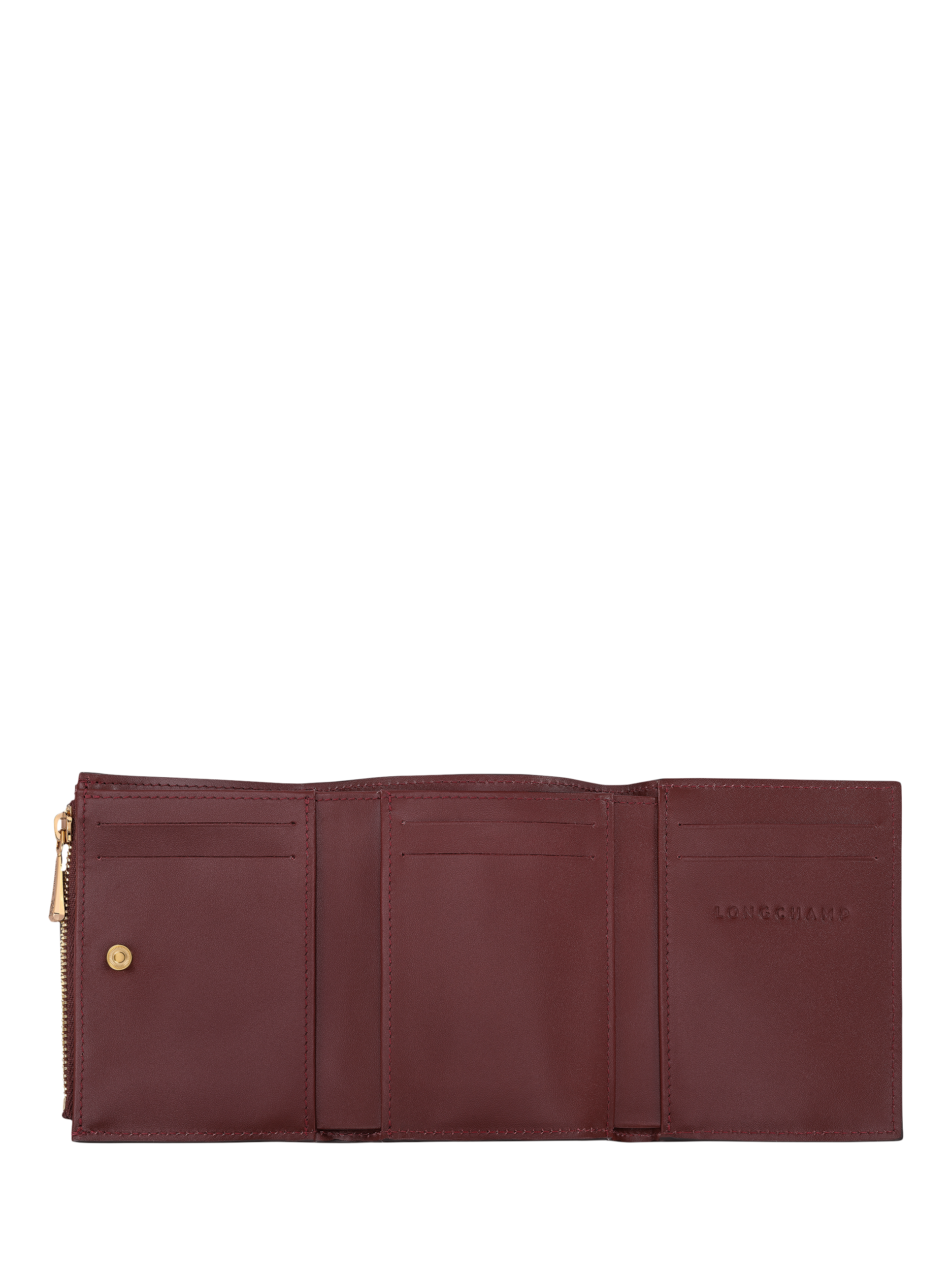 Product image 3 of 3, which shows Longchamp Épure Leather Compact Wallet, Burgundy