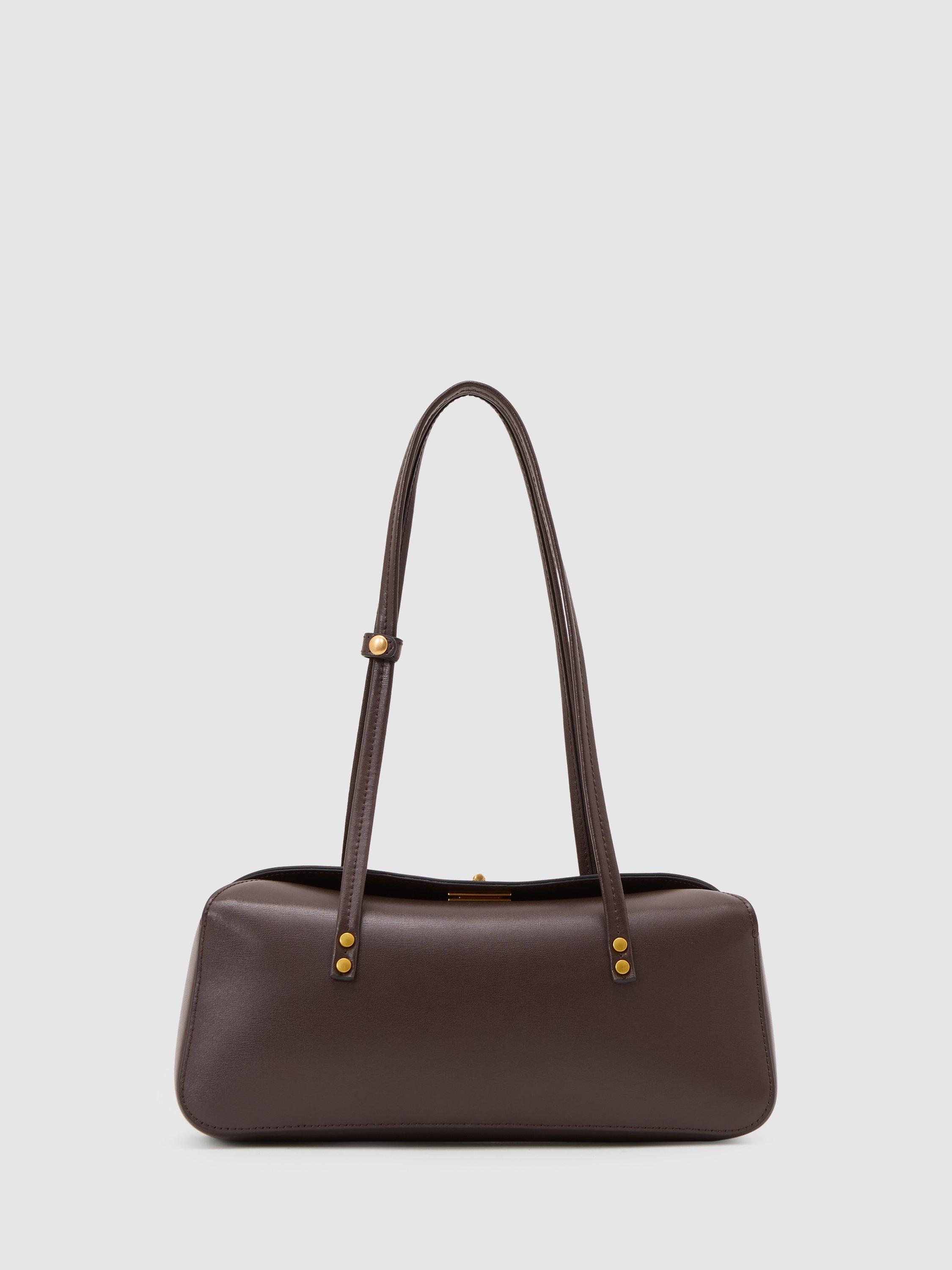 Product image 4 of 5, which shows Reiss Devora Leather Shoulder Bag, Chocolate