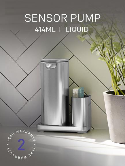 Simplehuman Sensor Soap Pump with Caddy, Brushed Steel - view 2, Brushed Steel
