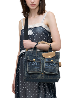 Marc Jacobs THE Medium Denim Tote Bag, Dark Wash Indigo - view 2, Dark Wash Indigo