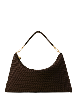 NAGHEDI Porto Woven Half Moon Shoulder Bag, Chocolate