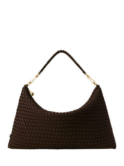 NAGHEDI Porto Woven Half Moon Shoulder Bag, Chocolate