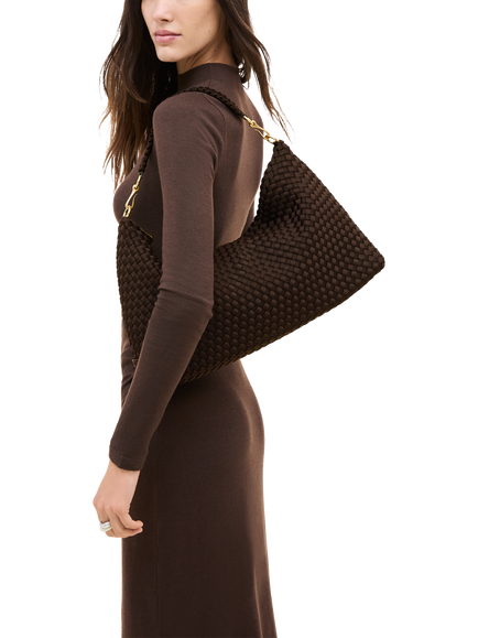 NAGHEDI Porto Woven Half Moon Shoulder Bag - view 2, Chocolate