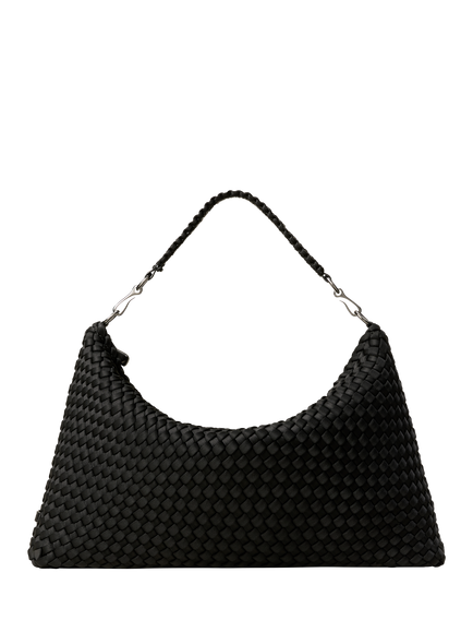 NAGHEDI Porto Woven Half Moon Shoulder Bag, Onyx