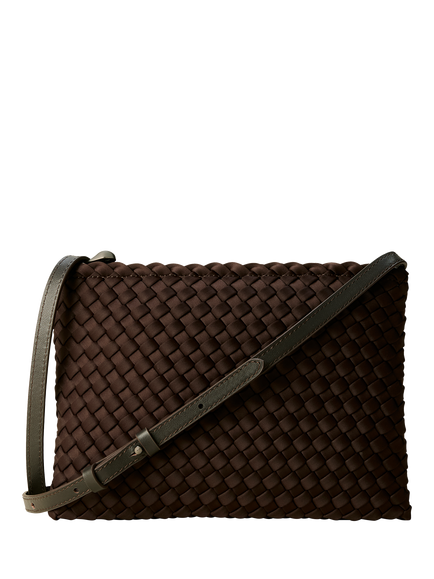 NAGHEDI Soho Woven Envelope Crossbody Bag, Chocolate