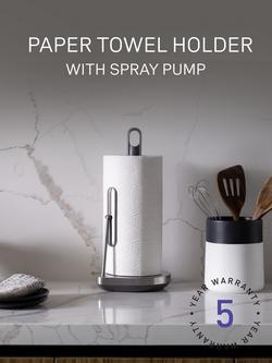 Simplehuman Kitchen Roll Holder with Spray Pump - view 2, Brushed Steel