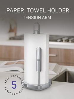 Simplehuman Tension Kitchen Roll Holder, Brushed Steel - view 2, Brushed Steel
