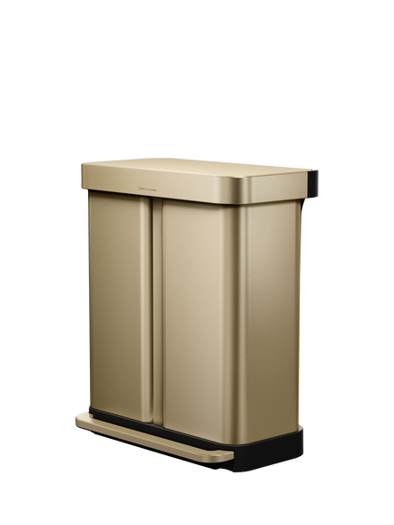 Simplehuman Recycling Liner Pocket Pedal Bin, Gold, 58L, 