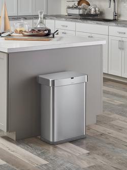 Simplehuman Rectangular Voice and Motion Sensor Bin, 58L, Stainless Steel - view 2, 
