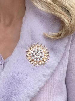 QueenMee Embellished Sunflower Brooch, Gold - view 2, Gold