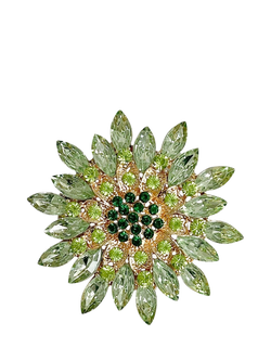 QueenMee Embellished Flower Brooch, Green, Green