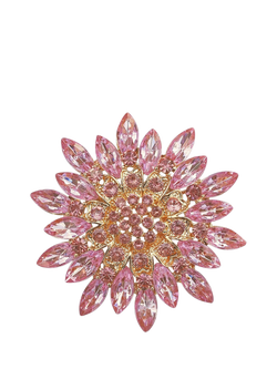 QueenMee Embellished Flower Brooch, Pink, Pink