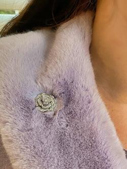 QueenMee Embellished Rose Brooch, Silver - view 2, Silver