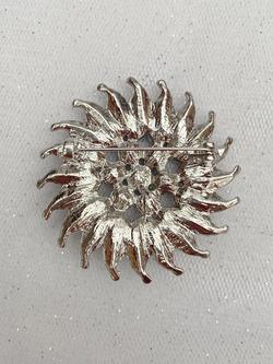 QueenMee Embellished Sunflower Brooch, Silver - view 2, Silver
