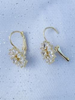 QueenMee Floral Diamante Earrings, Gold