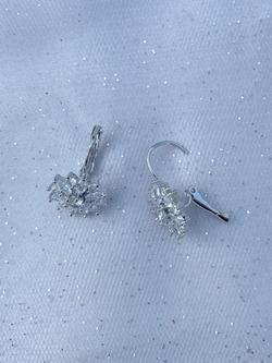 QueenMee Floral Diamante Earrings, Silver