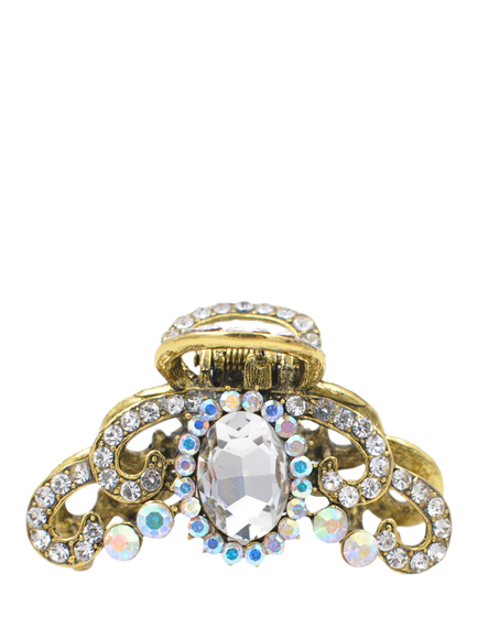 QueenMee Royal Diamante Hair Claw, Gold, Gold