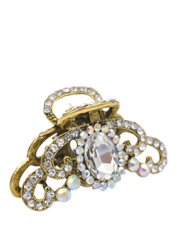 QueenMee Royal Diamante Hair Claw, Gold - view 2, Gold