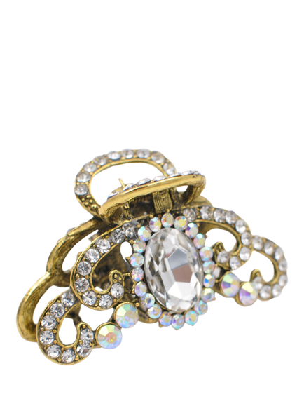 QueenMee Royal Diamante Hair Claw, Gold - view 2, Gold