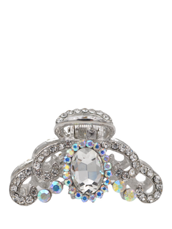QueenMee Royal Diamante Hair Claw, Silver, Silver