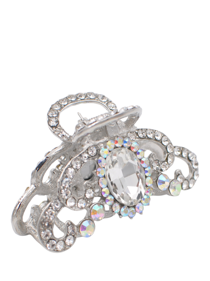 QueenMee Royal Diamante Hair Claw, Silver - view 2, Silver