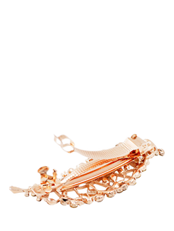 QueenMee Leaf Pearl & Diamante Hair Clip, Leaf Rose Gold - view 2, Leaf Rose Gold