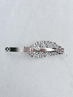 QueenMee Leaf Pearl & Diamante Hair Clip, Leaf Silver - view 2, Leaf Silver