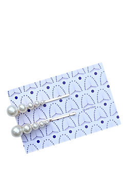 QueenMee Pearl Hair Slides, Pearl, Pearl