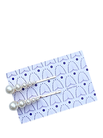 QueenMee Pearl Hair Slides, Pearl, Pearl
