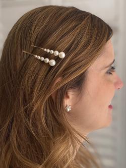 QueenMee Pearl Hair Slides, Pearl - view 2, Pearl