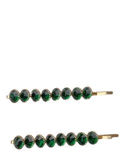 QueenMee Crystal Hair Slides, Gold, Gold