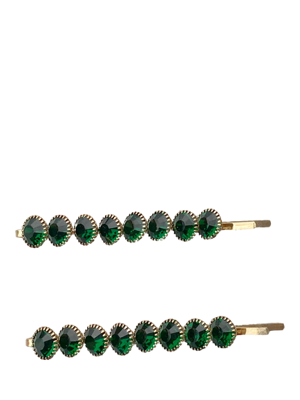 QueenMee Crystal Hair Slides, Gold, Gold