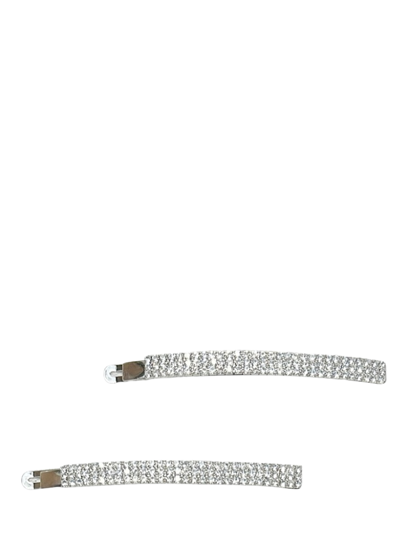 Product image 1 of 2, which shows QueenMee Diamante Hair Slides, White
