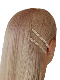 QueenMee Diamante Hair Slides, White - view 2, White