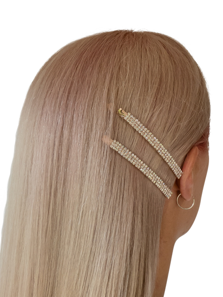 QueenMee Diamante Hair Slides, White - view 2, White