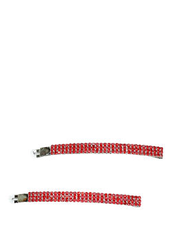 QueenMee Embellished Hair Slides, Red, Red