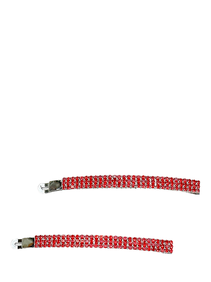 QueenMee Embellished Hair Slides, Red, Red