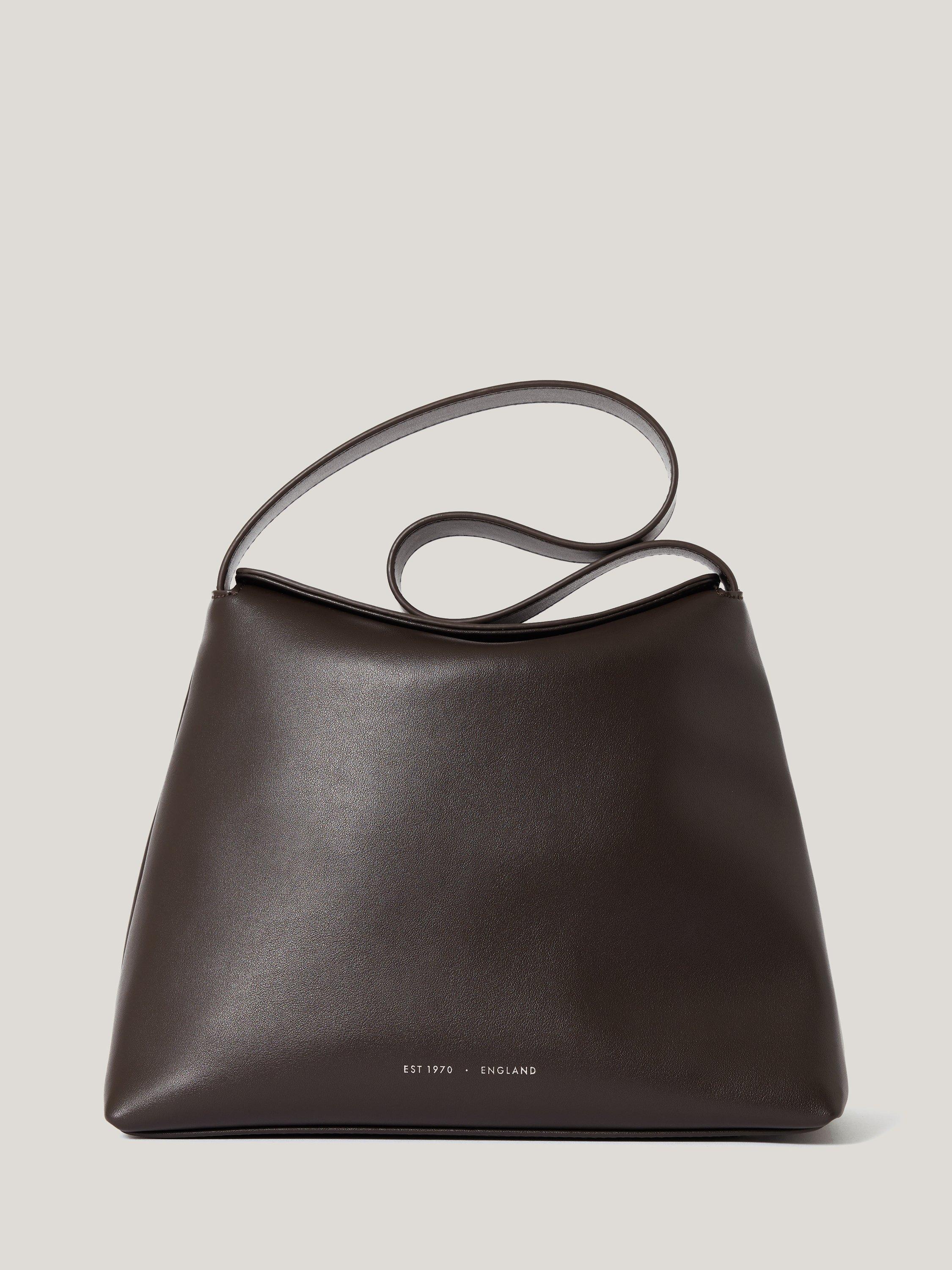 Product image 1 of 7, which shows Jigsaw Fold Over Pure Leather Shoulder Bag, Brown