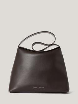 Jigsaw Fold Over Pure Leather Shoulder Bag, Brown, Brown