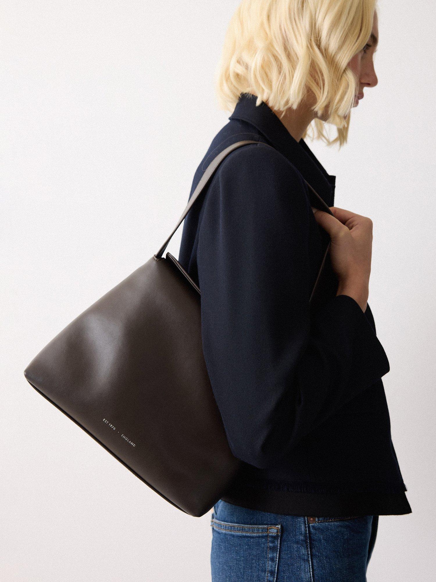 Product image 2 of 7, which shows Jigsaw Fold Over Pure Leather Shoulder Bag, Brown