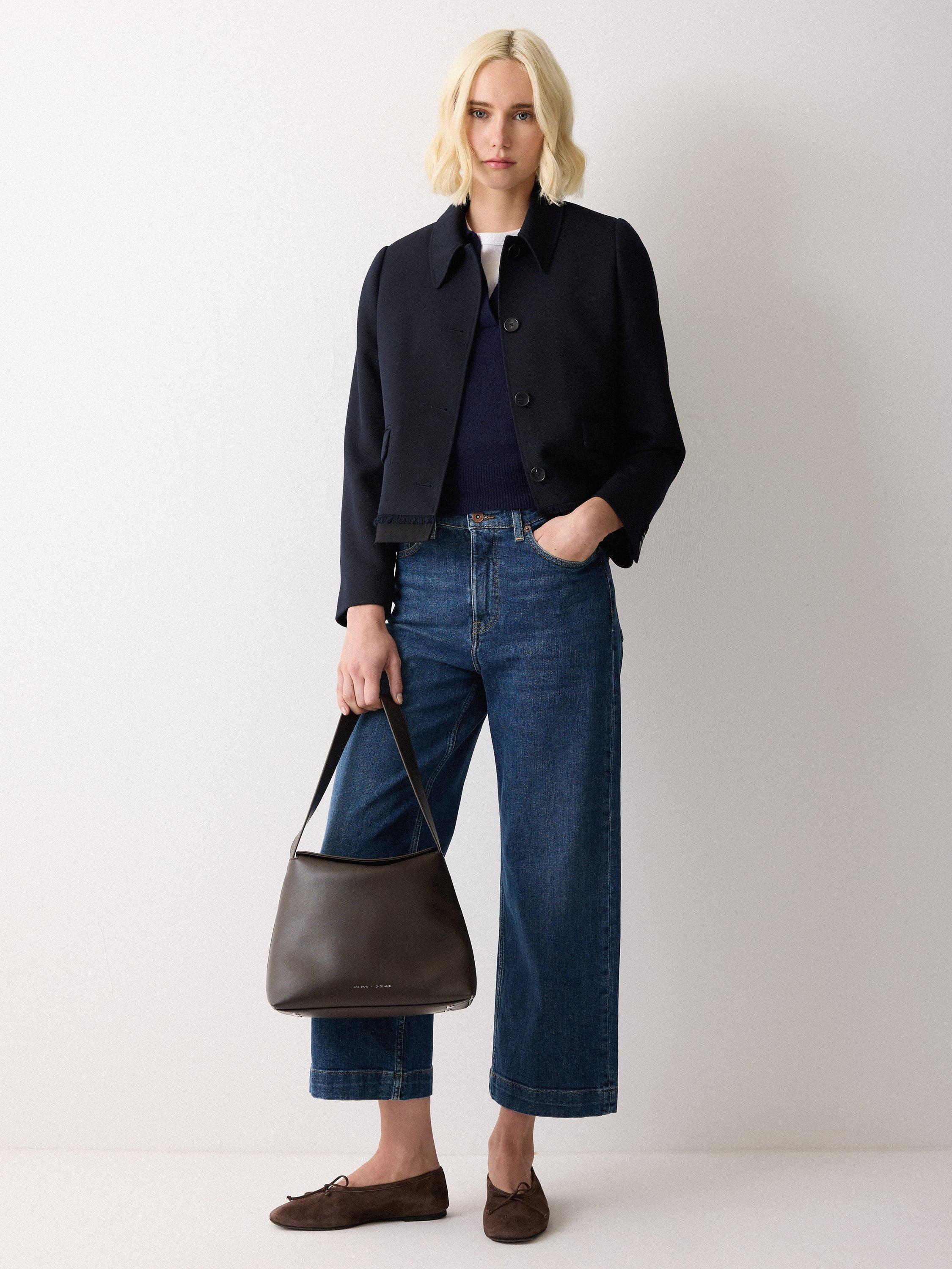 Product image 6 of 7, which shows Jigsaw Fold Over Pure Leather Shoulder Bag, Brown