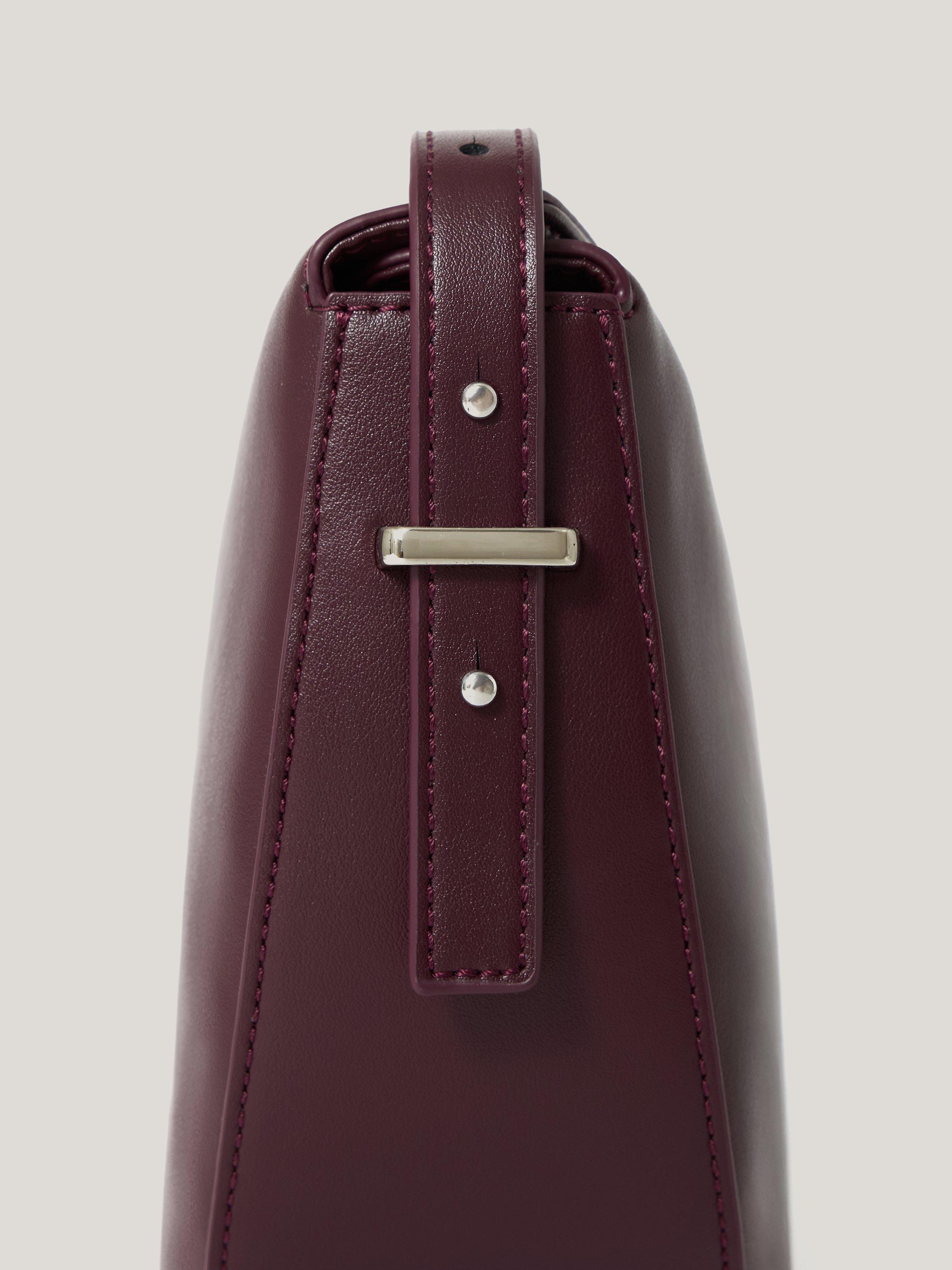 Product image 3 of 8, which shows Jigsaw Fold Over Pure Leather Sling Bag, Burgundy