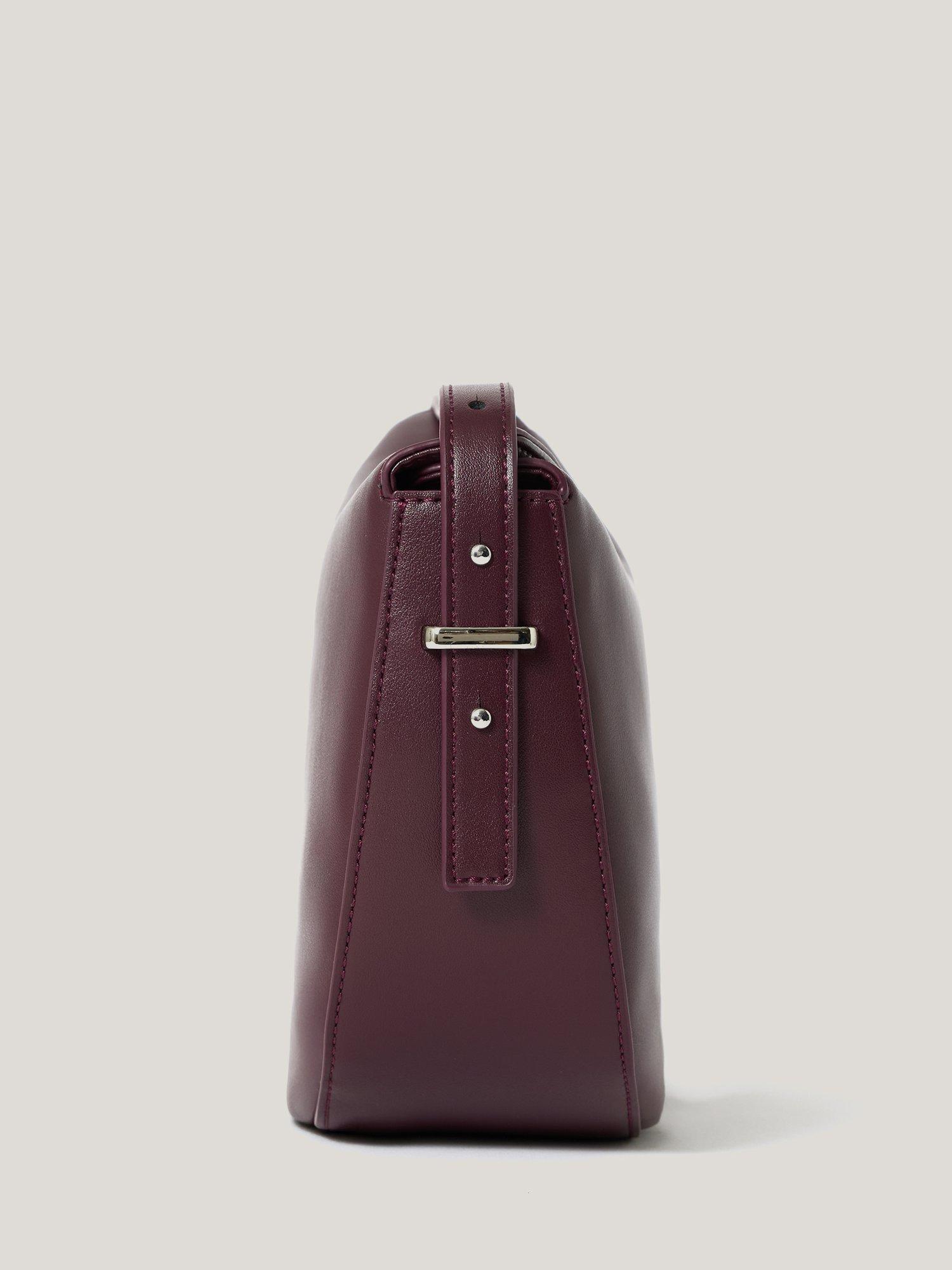 Product image 5 of 8, which shows Jigsaw Fold Over Pure Leather Sling Bag, Burgundy