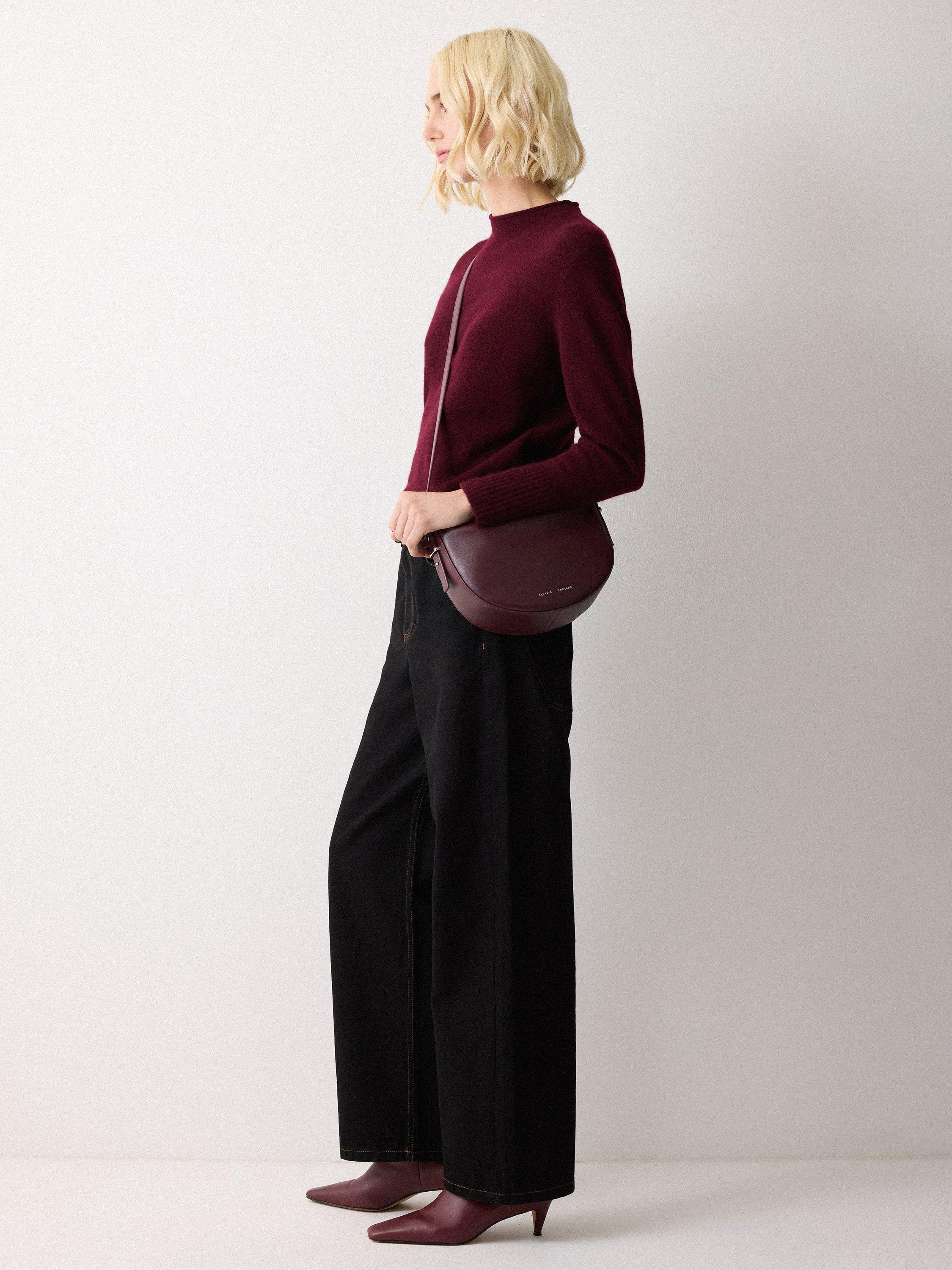 Product image 7 of 8, which shows Jigsaw Fold Over Pure Leather Sling Bag, Burgundy