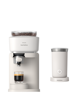 Philips Baristina Automatic Bean to Cup Coffee Machine & Milk Frother Set, White, White