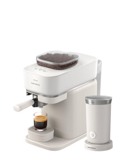 Philips Baristina Automatic Bean to Cup Coffee Machine & Milk Frother Set, White - view 2, White