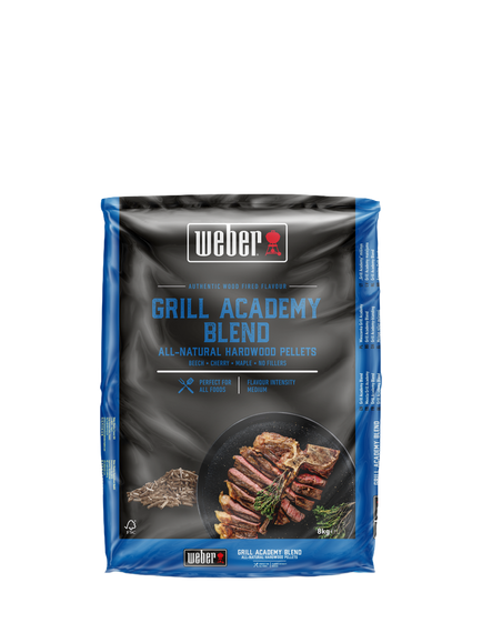 Weber Grill Academy Blend Hardwood BBQ Pellets Bag, 8kg, Black