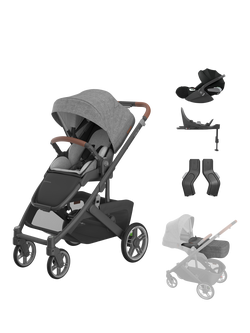 UPPAbaby Cruz V3 Pushchair, Cybex Cloud T iSize Baby Car Seat & Base T Bundle, Greyson, Greyson